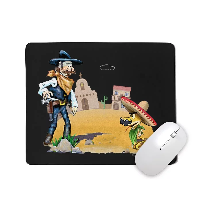 Fun American Cow In A Snakebite Showdown Mousepad