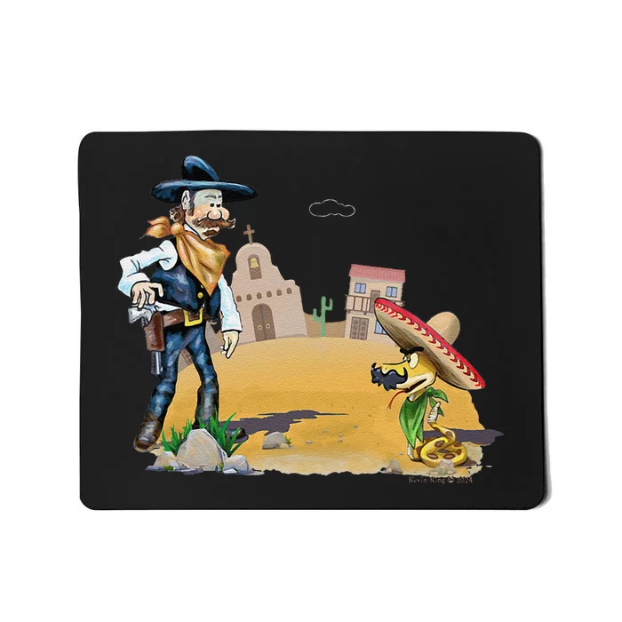 Fun American Cow In A Snakebite Showdown Mousepad