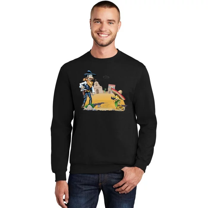 Fun American Cow In A Snakebite Showdown Tall Sweatshirt