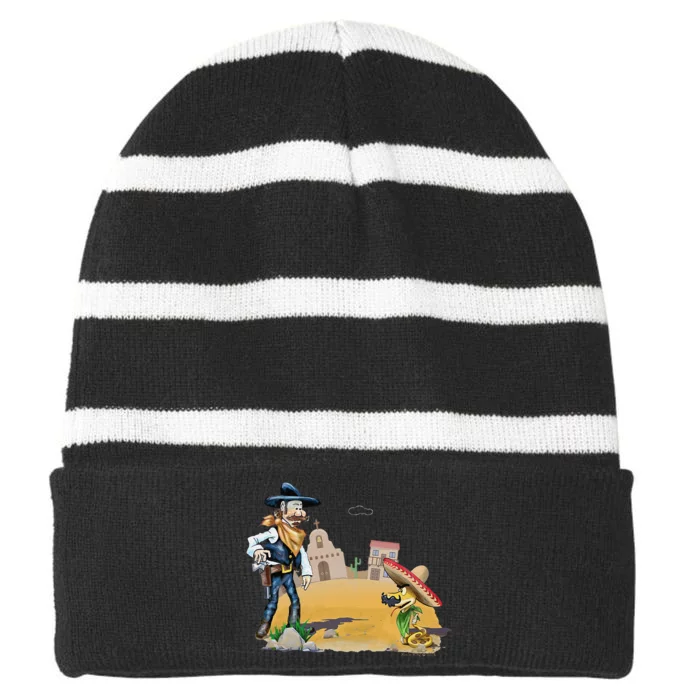 Fun American Cow In A Snakebite Showdown Striped Beanie with Solid Band