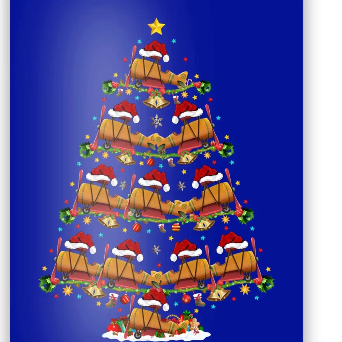 Funny Airplane Christmas Tree Lights Santa Airplane Xmas Gift Poster