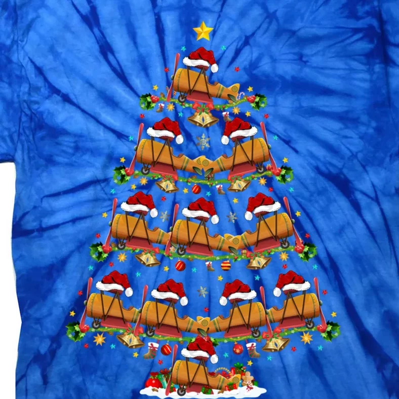 Funny Airplane Christmas Tree Lights Santa Airplane Xmas Gift Tie-Dye T-Shirt