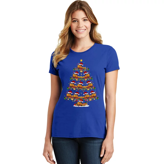 Funny Airplane Christmas Tree Lights Santa Airplane Xmas Gift Women's T-Shirt