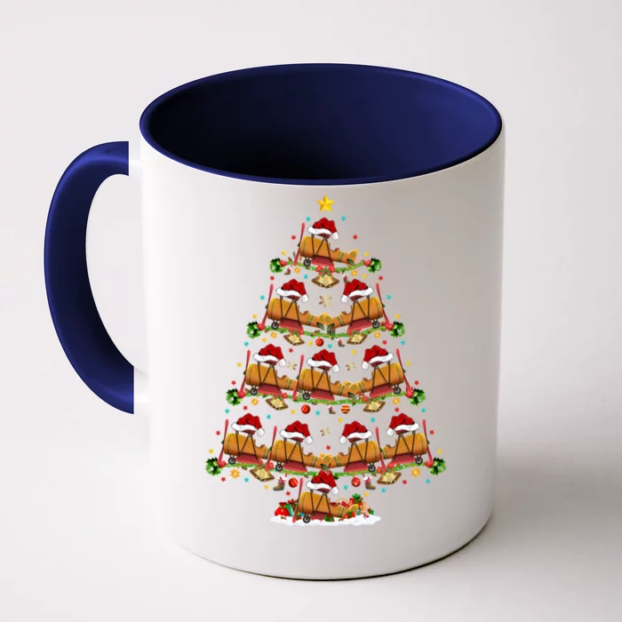 Funny Airplane Christmas Tree Lights Santa Airplane Xmas Gift Front & Back Coffee Mug