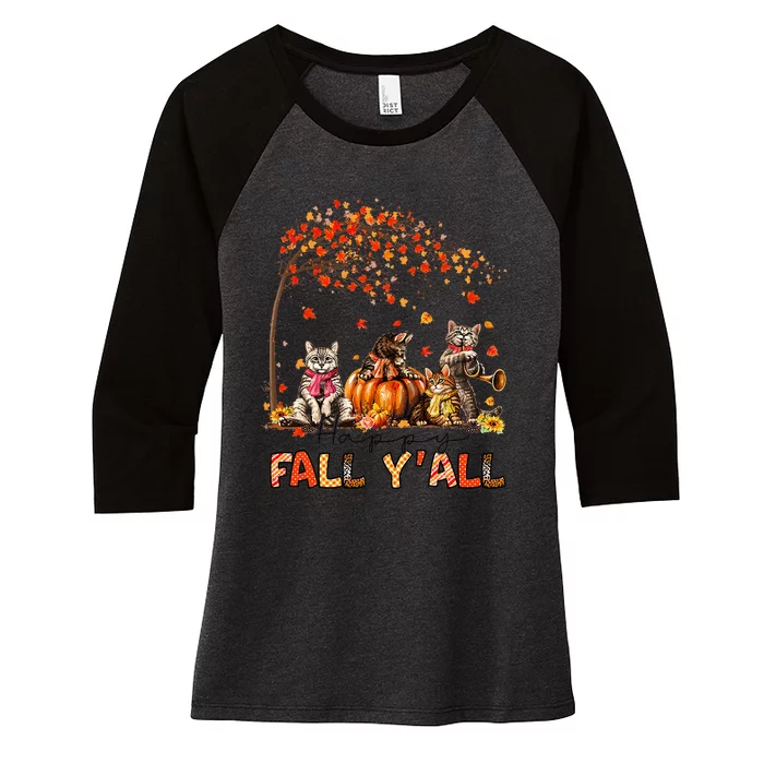 Festive Autumn Cat Lover Pumpkins Halloween Delight Women's Tri-Blend 3/4-Sleeve Raglan Shirt