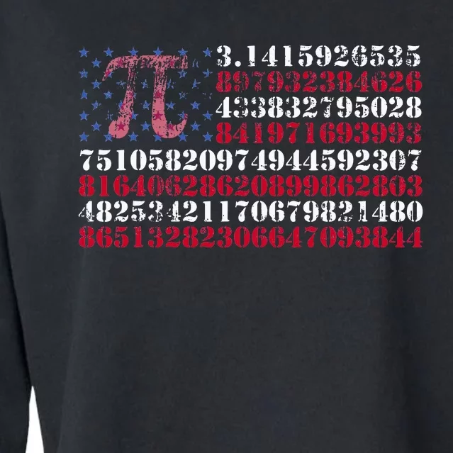 Funny and cool school teacher American flag Pi day Cropped Pullover Crew