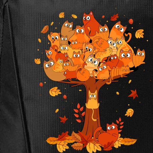 Funny Autumn Cats Climbing Maple Leaf Tree Pet Owners City Backpack