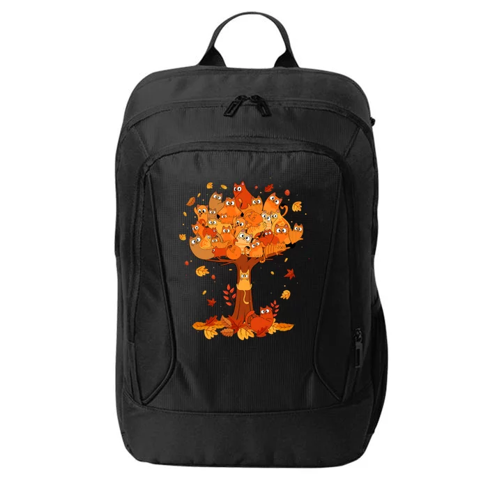 Funny Autumn Cats Climbing Maple Leaf Tree Pet Owners City Backpack