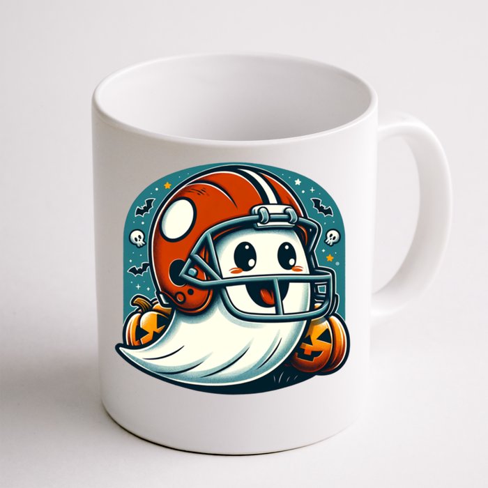 Funny And Cute Halloween Ghost Wearing Football Helmet Meaningful Gift Front & Back Coffee Mug