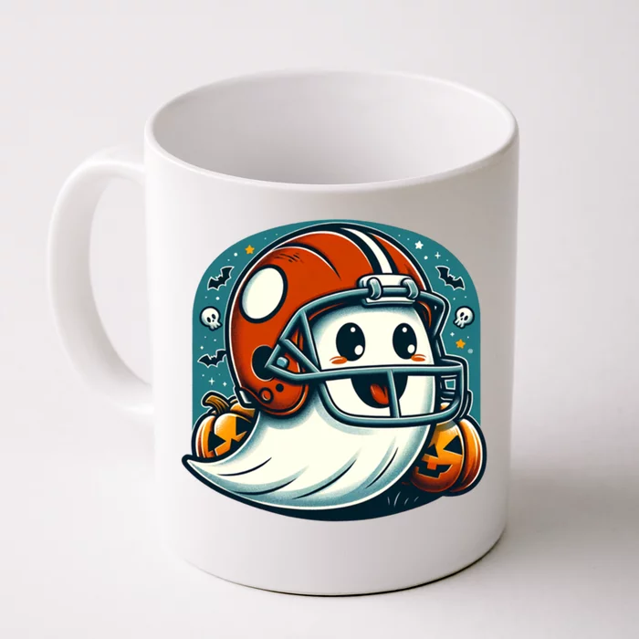 Funny And Cute Halloween Ghost Wearing Football Helmet Meaningful Gift Front & Back Coffee Mug