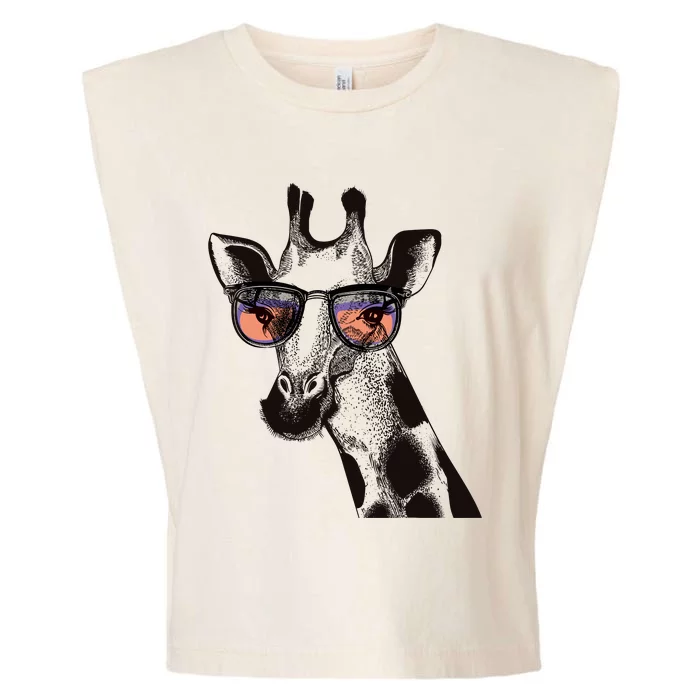 Fun And Cool Hipster Giraffe Animal LoverS Giraffe Garment-Dyed Women's Muscle Tee