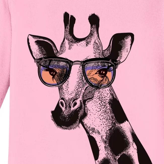 Fun And Cool Hipster Giraffe Animal LoverS Giraffe Baby Long Sleeve Bodysuit