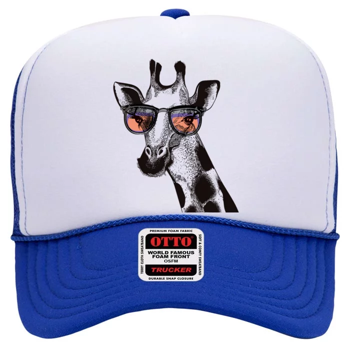 Fun And Cool Hipster Giraffe Animal LoverS Giraffe High Crown Mesh Trucker Hat