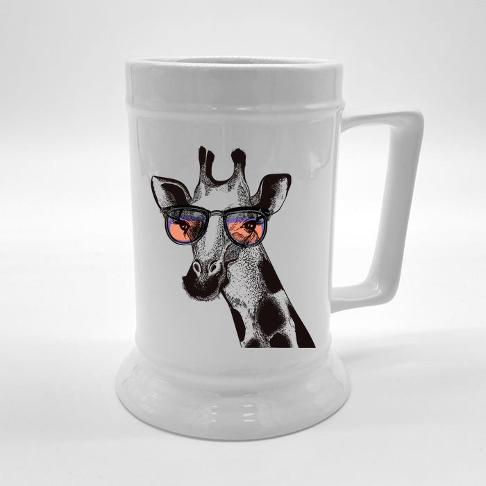 Fun And Cool Hipster Giraffe Animal LoverS Giraffe Front & Back Beer Stein