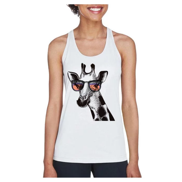 Fun And Cool Hipster Giraffe Animal LoverS Giraffe Women's Racerback Tank