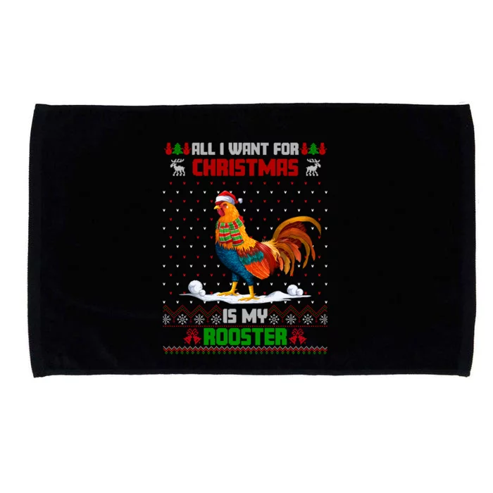 Funny Animal Cute Rooster Santa Hat Ugly Christmas Sweater Gift Microfiber Hand Towel