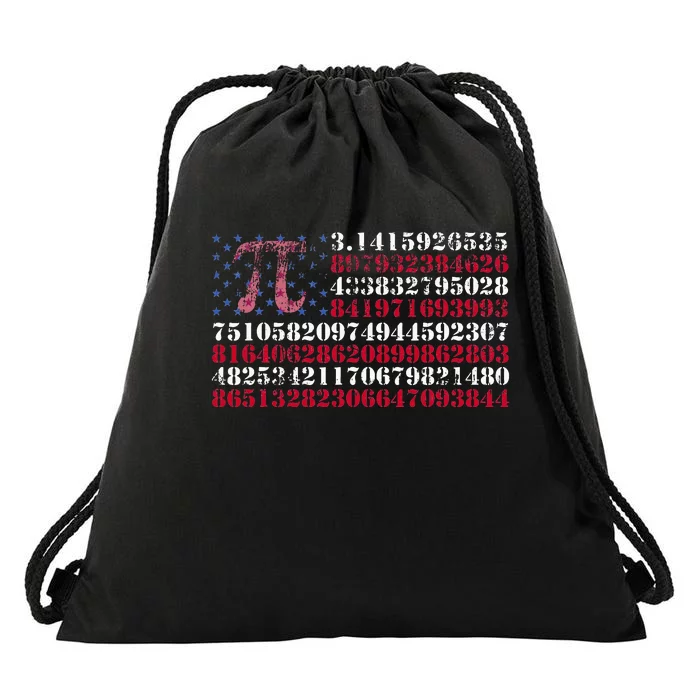 Funny and cool school teacher American flag Pi day Drawstring Bag