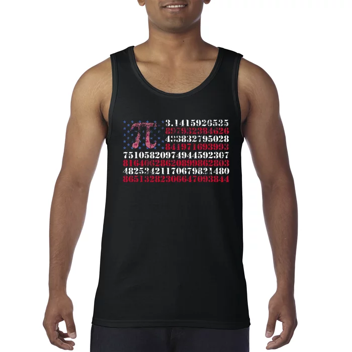 Funny and cool school teacher American flag Pi day Tank Top