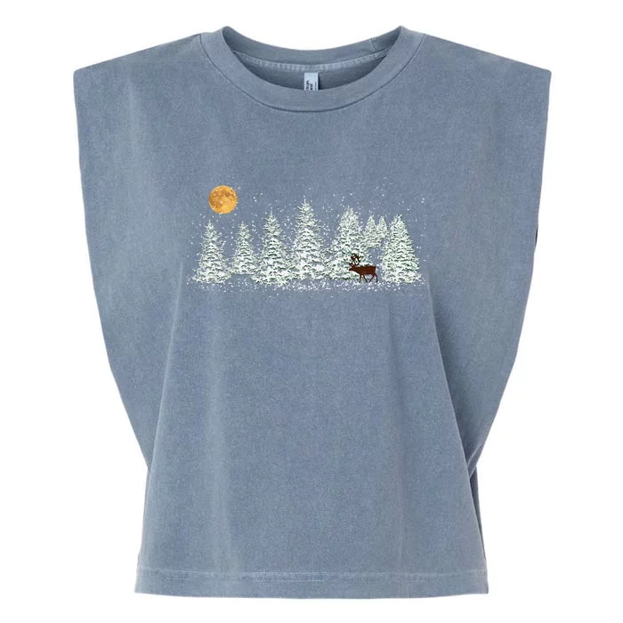 Funny A Caribou In Snowy Pines Christmas Sojourners Emporium Garment-Dyed Women's Muscle Tee