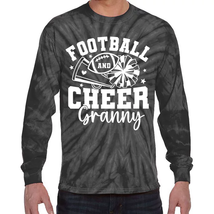 Football And Cheer Granny Football Mom Cheer Grandma Women Tie-Dye Long Sleeve Shirt