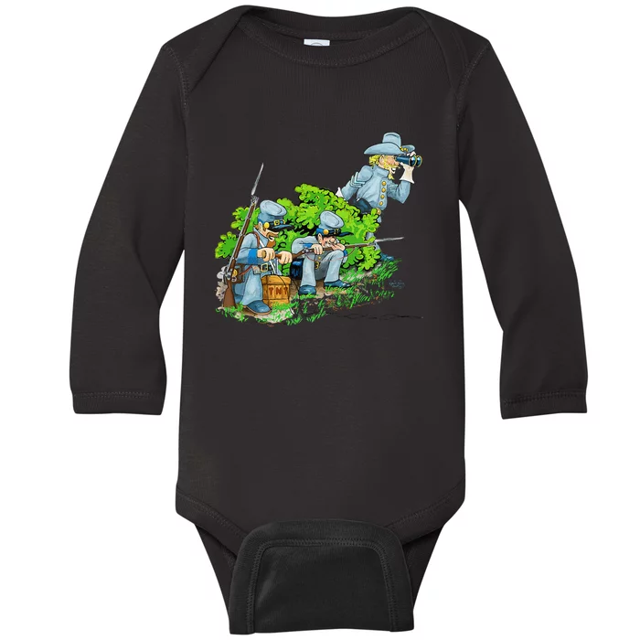 Fun American Confederate Soldiers Waiting In Ambush Baby Long Sleeve Bodysuit