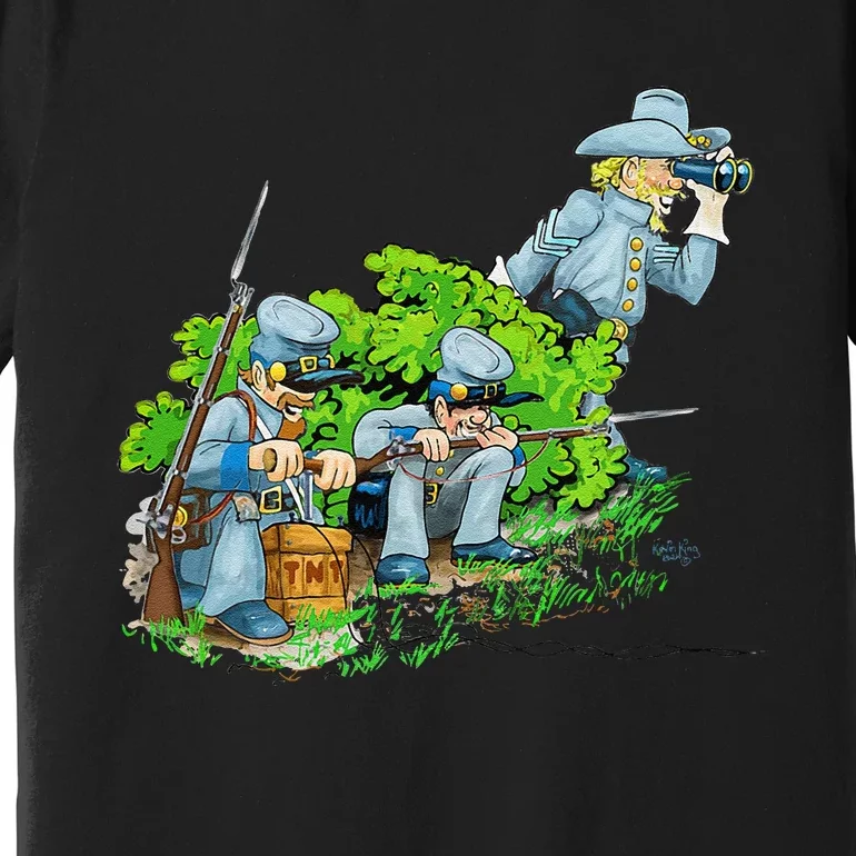 Fun American Confederate Soldiers Waiting In Ambush Premium T-Shirt