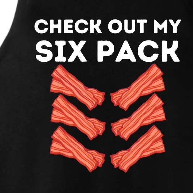 Funny Abs Check Out My Six Pack Humor Food Bacon Lovers Ladies Tri-Blend Wicking Tank