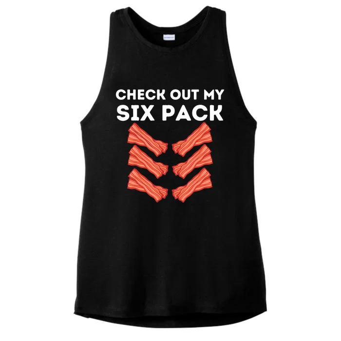 Funny Abs Check Out My Six Pack Humor Food Bacon Lovers Ladies Tri-Blend Wicking Tank