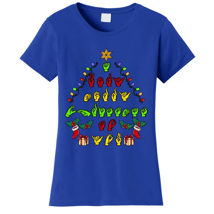 Funny Asl Christmas American Sign Language Great Gift Women's T-Shirt