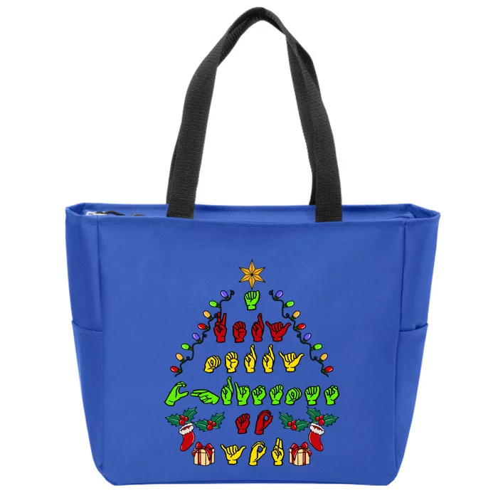 Funny Asl Christmas American Sign Language Great Gift Zip Tote Bag