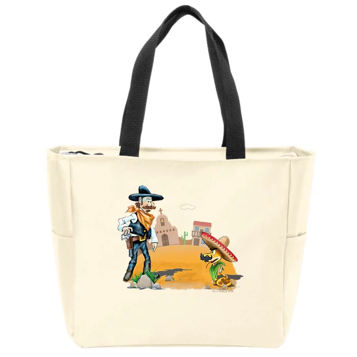 Fun American Cowboy In A Snakebite Showdown Zip Tote Bag