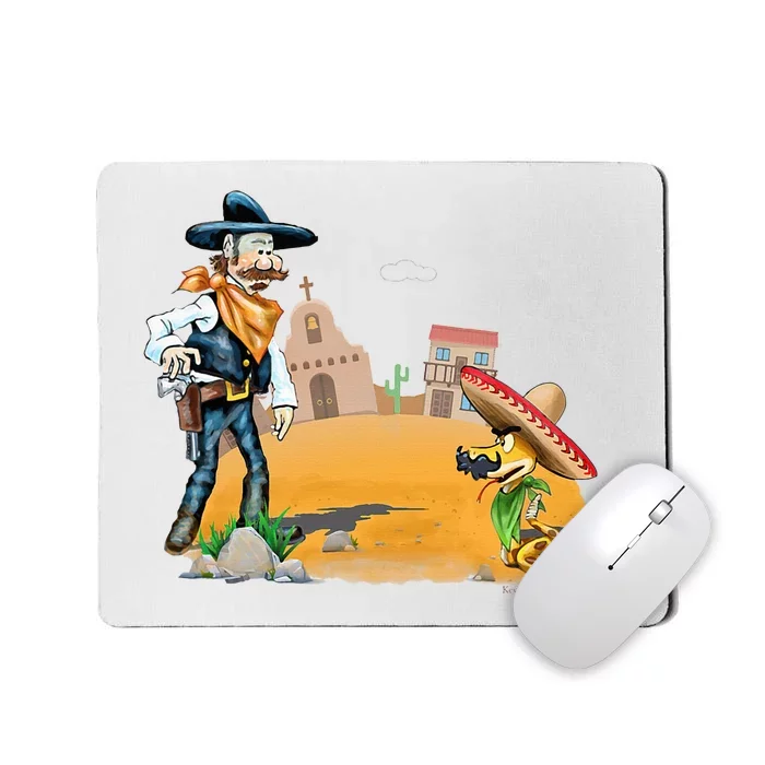 Fun American Cowboy In A Snakebite Showdown Mousepad