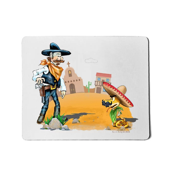 Fun American Cowboy In A Snakebite Showdown Mousepad