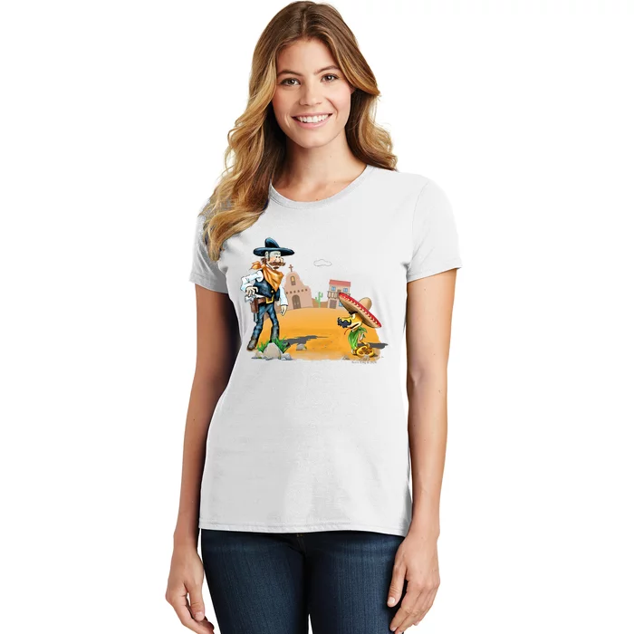 Fun American Cowboy In A Snakebite Showdown Women's T-Shirt