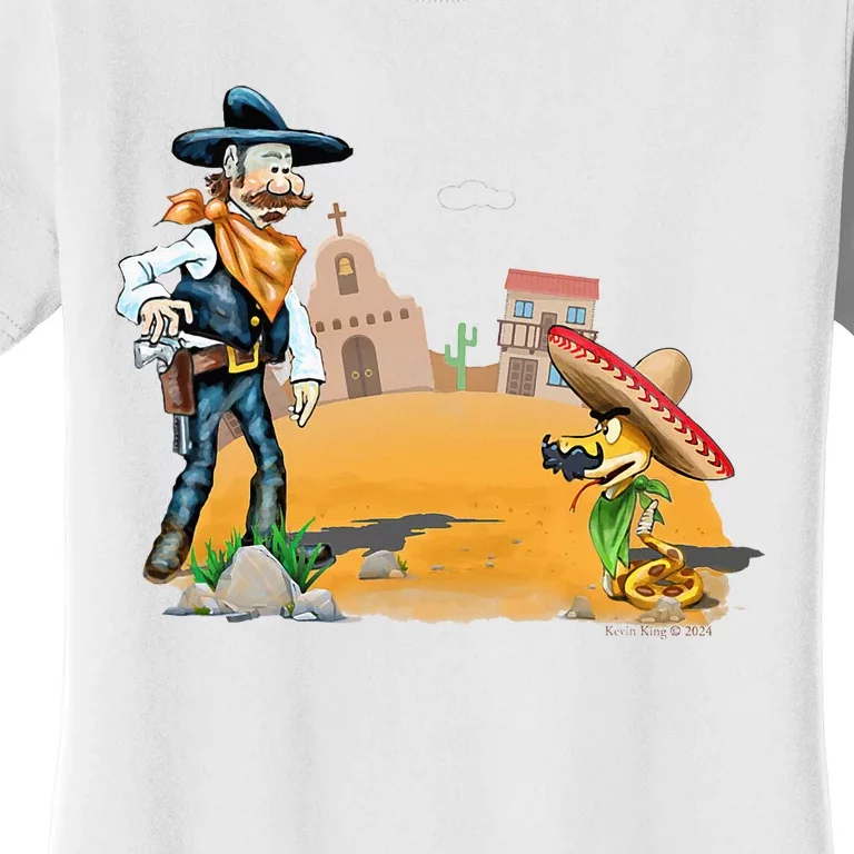 Fun American Cowboy In A Snakebite Showdown Women's T-Shirt