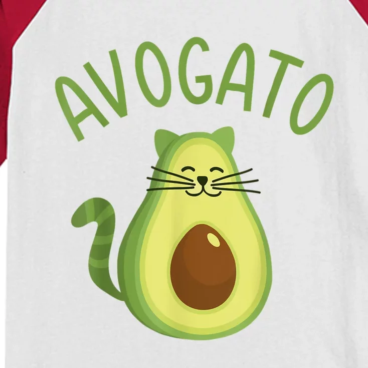 Funny Avogato Cat For Avocado Lover And Cinco De Mayo Kids Colorblock Raglan Jersey