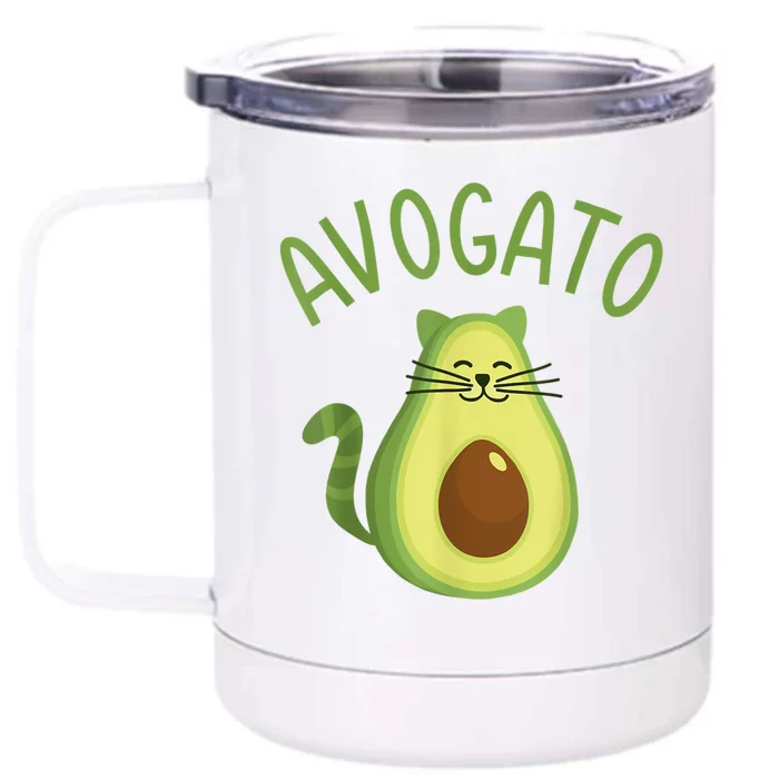 Funny Avogato Cat For Avocado Lover And Cinco De Mayo Front & Back 12oz Stainless Steel Tumbler Cup