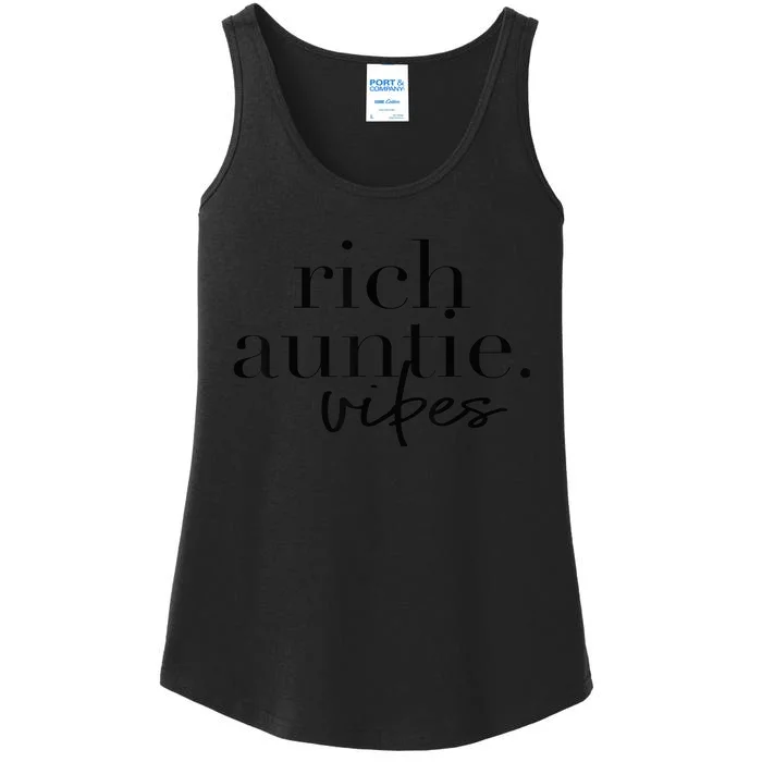 Funny Aunt Cool Aunty - Rich Auntie Vibes Humor Ladies Essential Tank