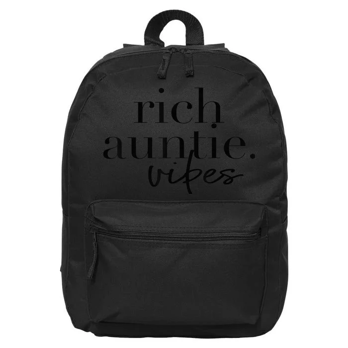 Funny Aunt Cool Aunty - Rich Auntie Vibes Humor 16 in Basic Backpack