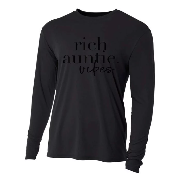 Funny Aunt Cool Aunty - Rich Auntie Vibes Humor Cooling Performance Long Sleeve Crew