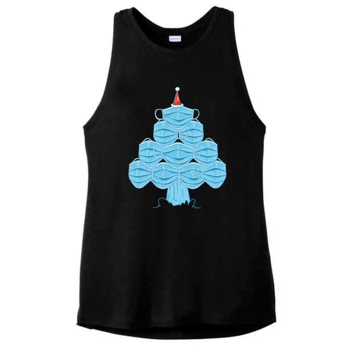 Face Mask Christmas Tree Ladies Tri-Blend Wicking Tank