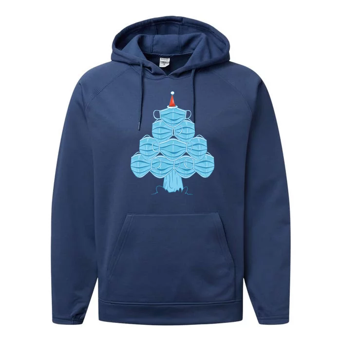 Face Mask Christmas Tree Performance Fleece Hoodie