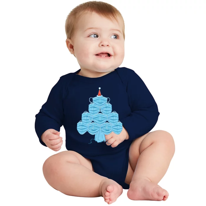 Face Mask Christmas Tree Baby Long Sleeve Bodysuit