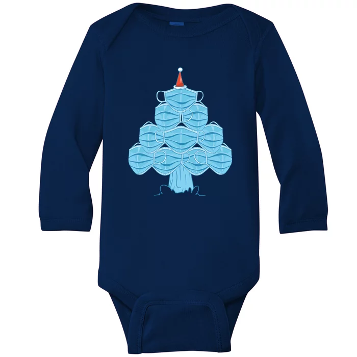 Face Mask Christmas Tree Baby Long Sleeve Bodysuit