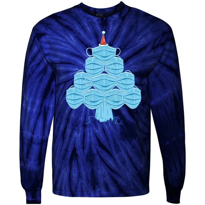 Face Mask Christmas Tree Tie-Dye Long Sleeve Shirt