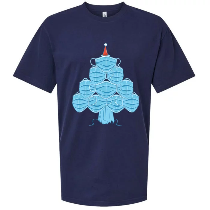 Face Mask Christmas Tree Sueded Cloud Jersey T-Shirt