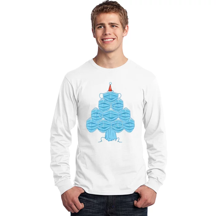 Face Mask Christmas Tree Long Sleeve Shirt