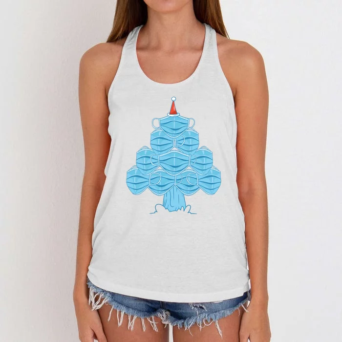 Face Mask Christmas Tree Women's Knotted Racerback Tank