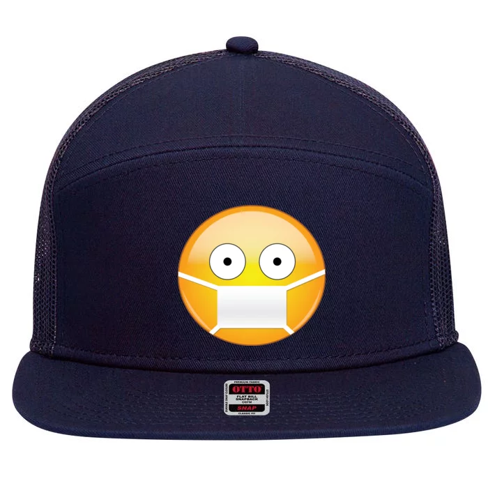 Face Medical Mask Emoji 7 Panel Mesh Trucker Snapback Hat