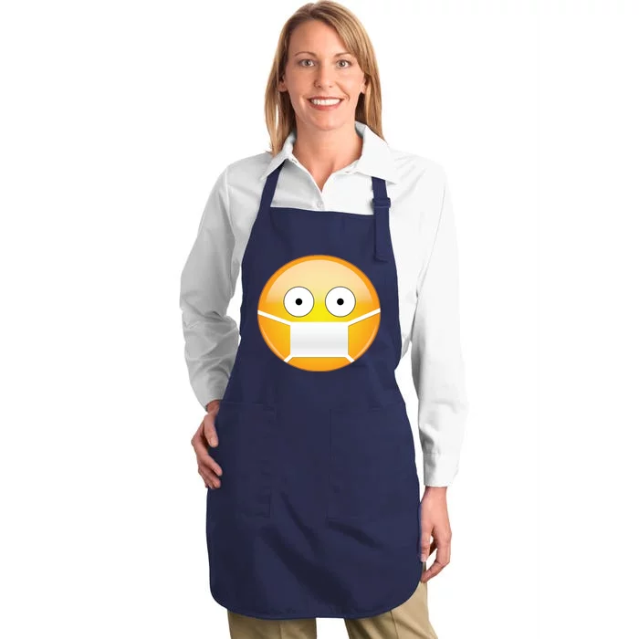 Face Medical Mask Emoji Full-Length Apron With Pocket